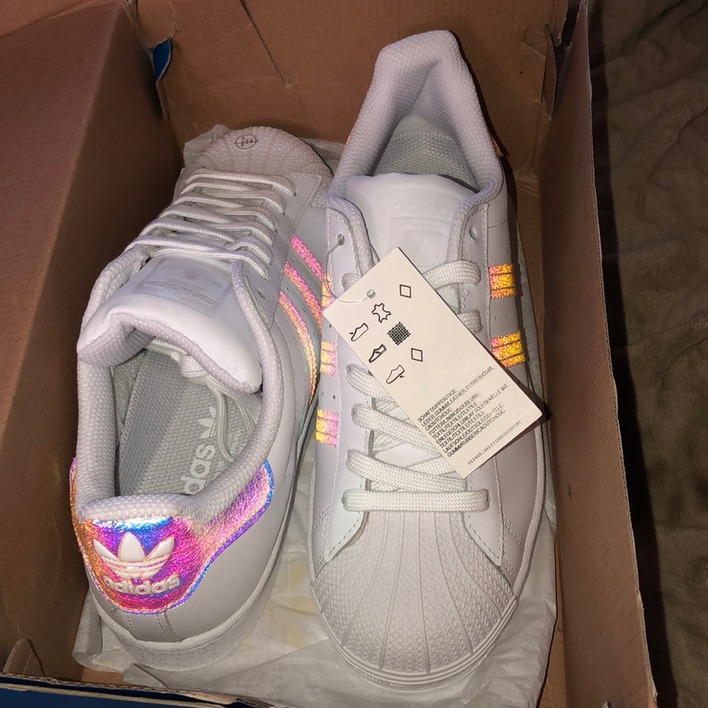 NWT Holographic Superstar White Adidas Sneakers